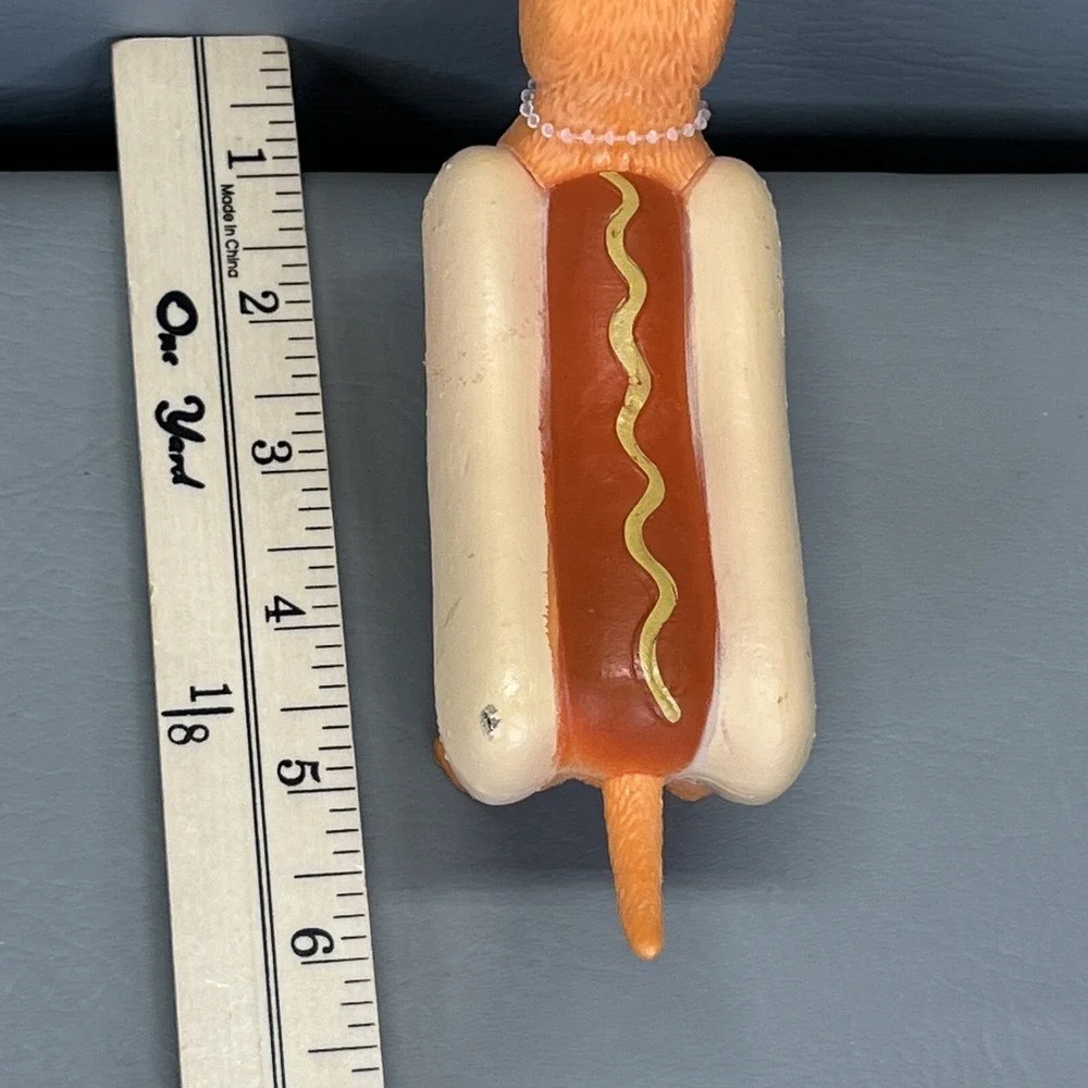 Dachshund Hotdog Figurine Ankyo Toys Hard Solid Plastic Mustard Weiner Puppy